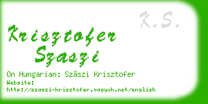 krisztofer szaszi business card